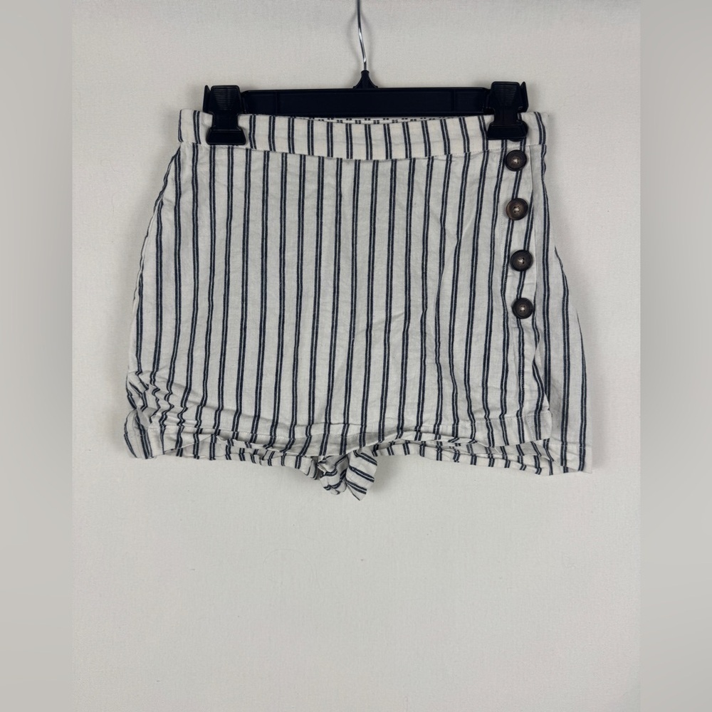 Altar’D Navy Striped High Waist Women's Skorts